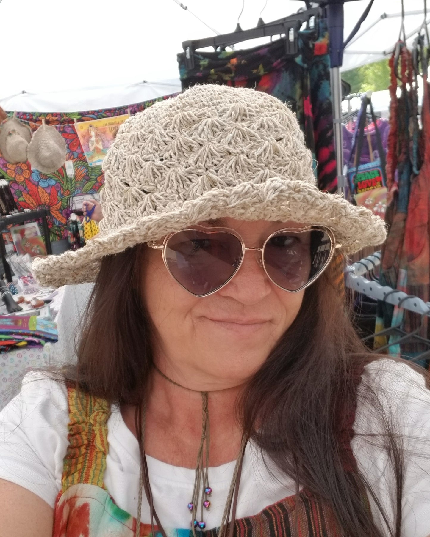 natural hemp and cotton wired brim crochet hippie hats for women