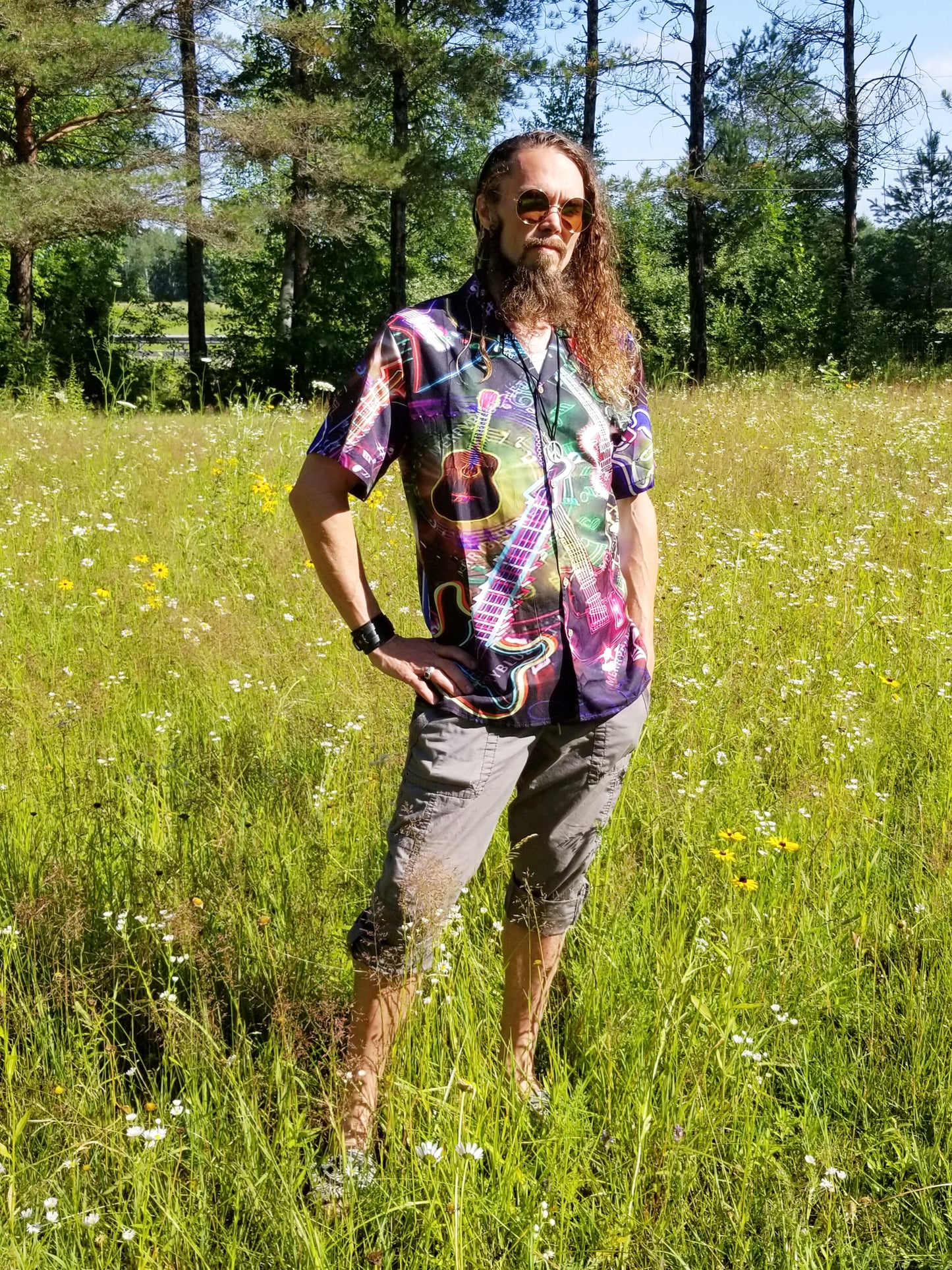 mens button up guitar shirt at the boho hippie hut midland michigan