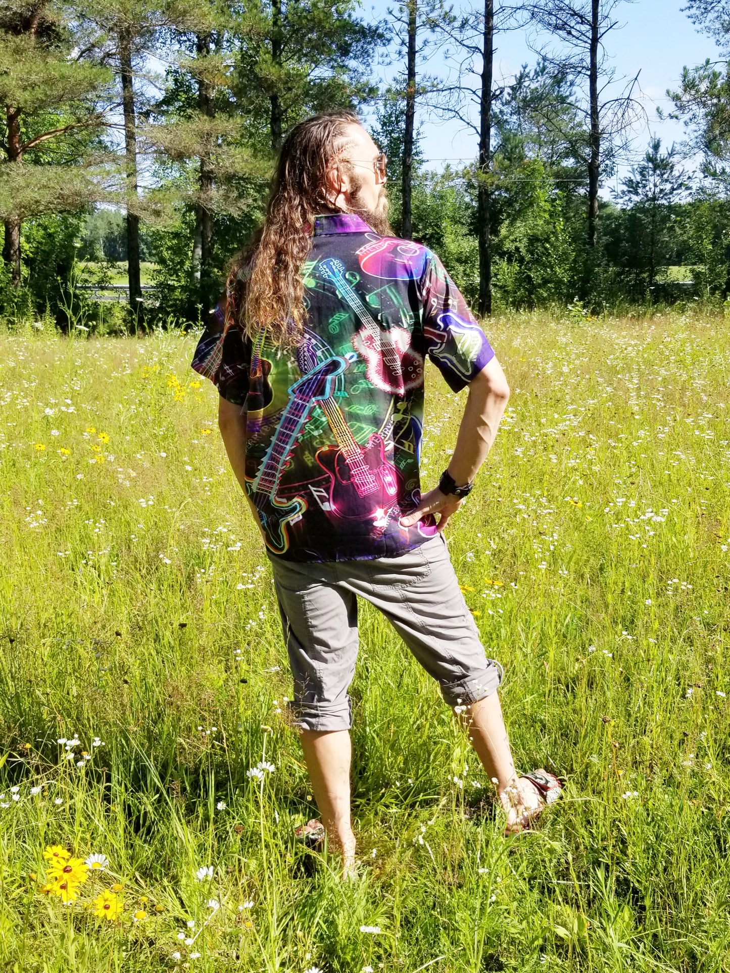 back mens button up guitar shirt at the boho hippie hut midland michigan