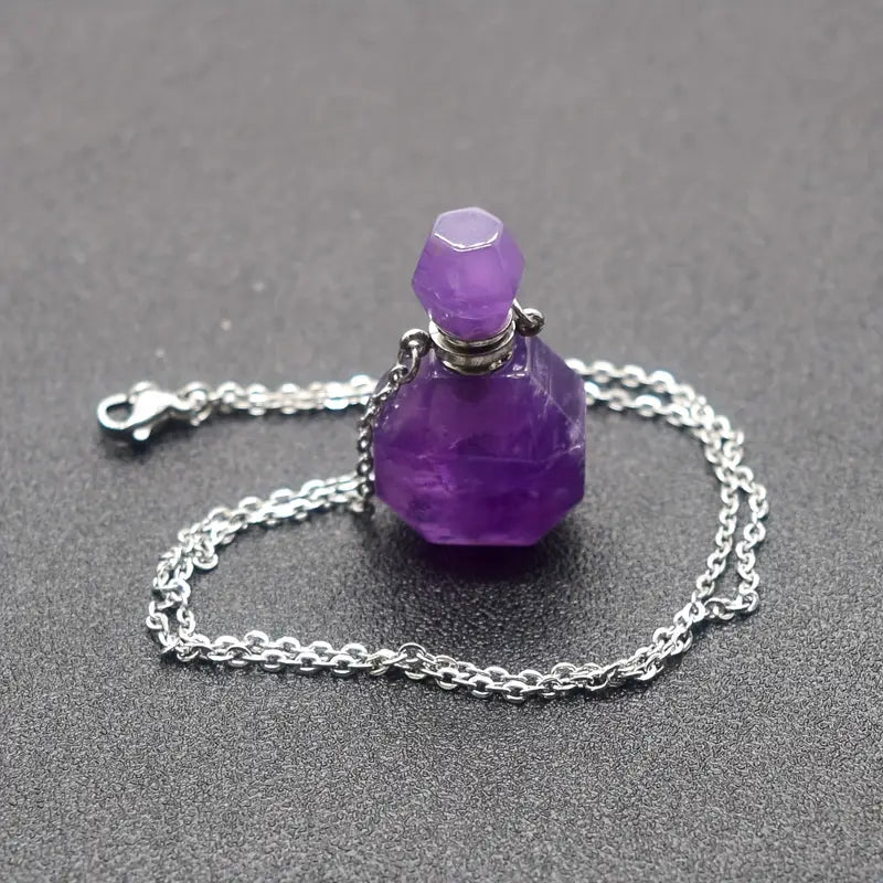 Crystal Essential Oil Bottle Necklace