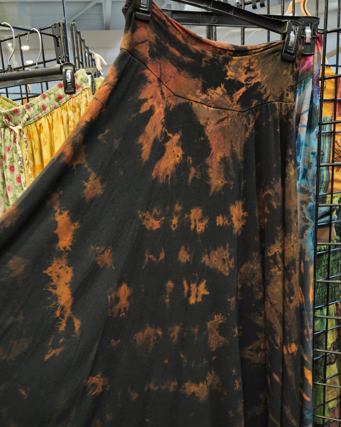 black orange plus size tie dye gypsy skirt