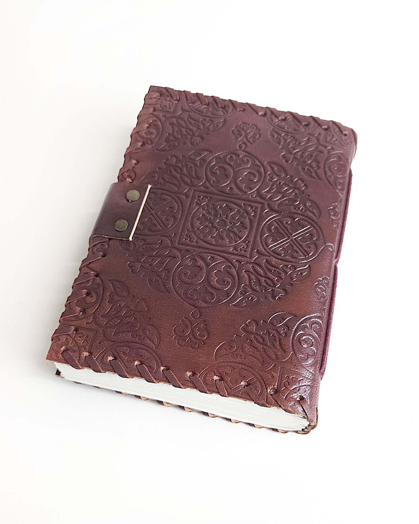 butterfly leather writing journal with antique buckle closure back