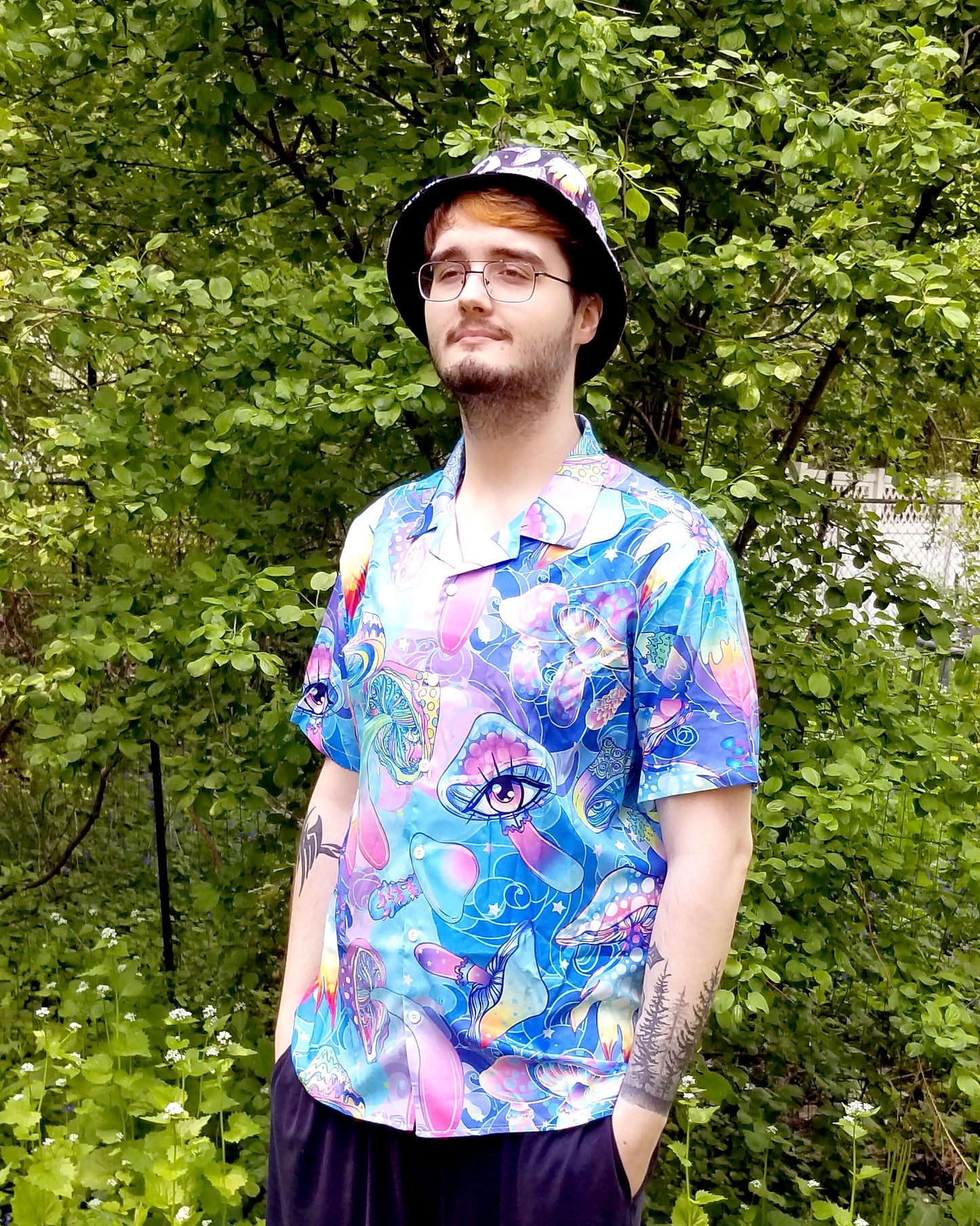 mens button up mushroom shirt the boho hippie hut