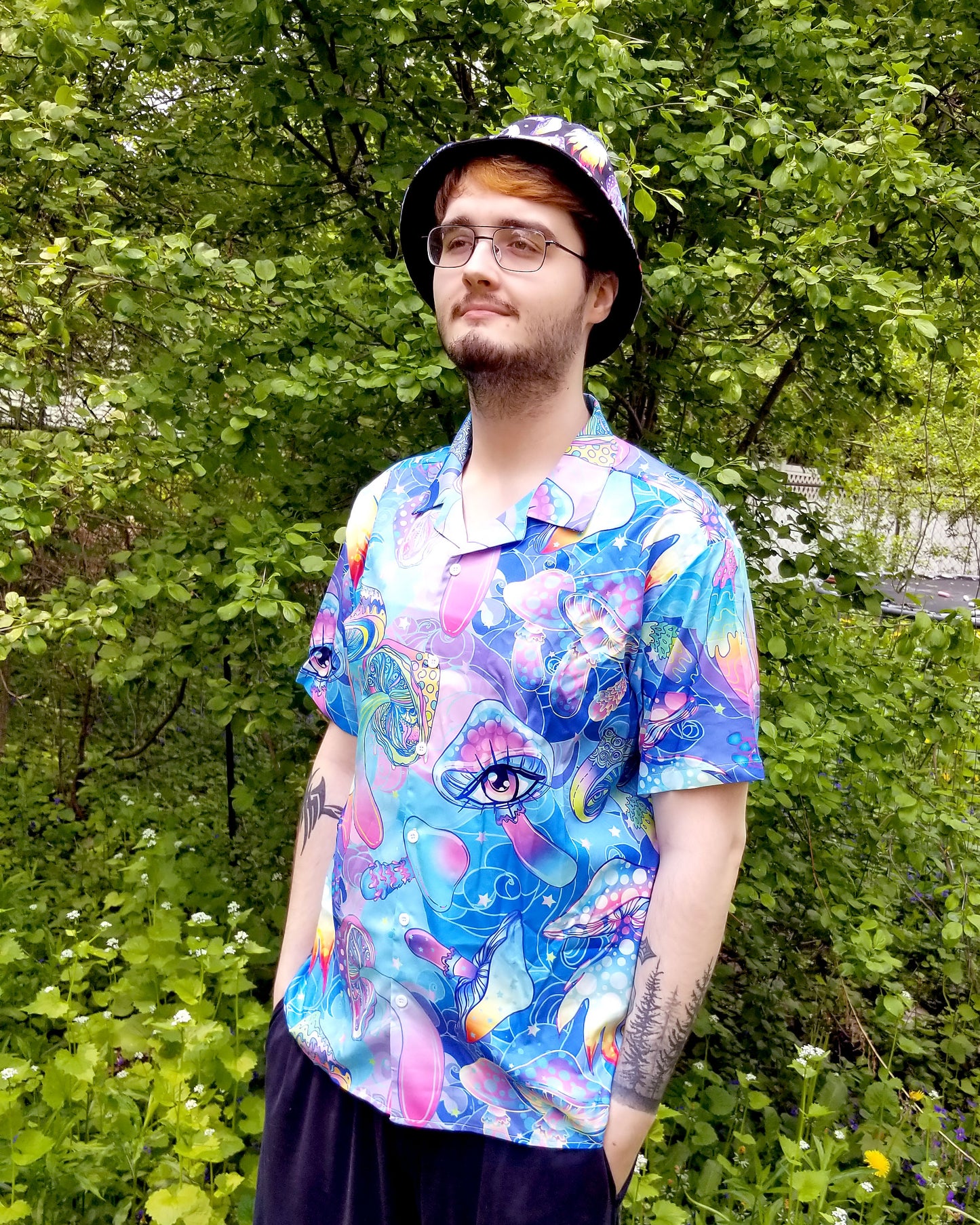 mens button up mushroom hippie shirt the boho hippie hut