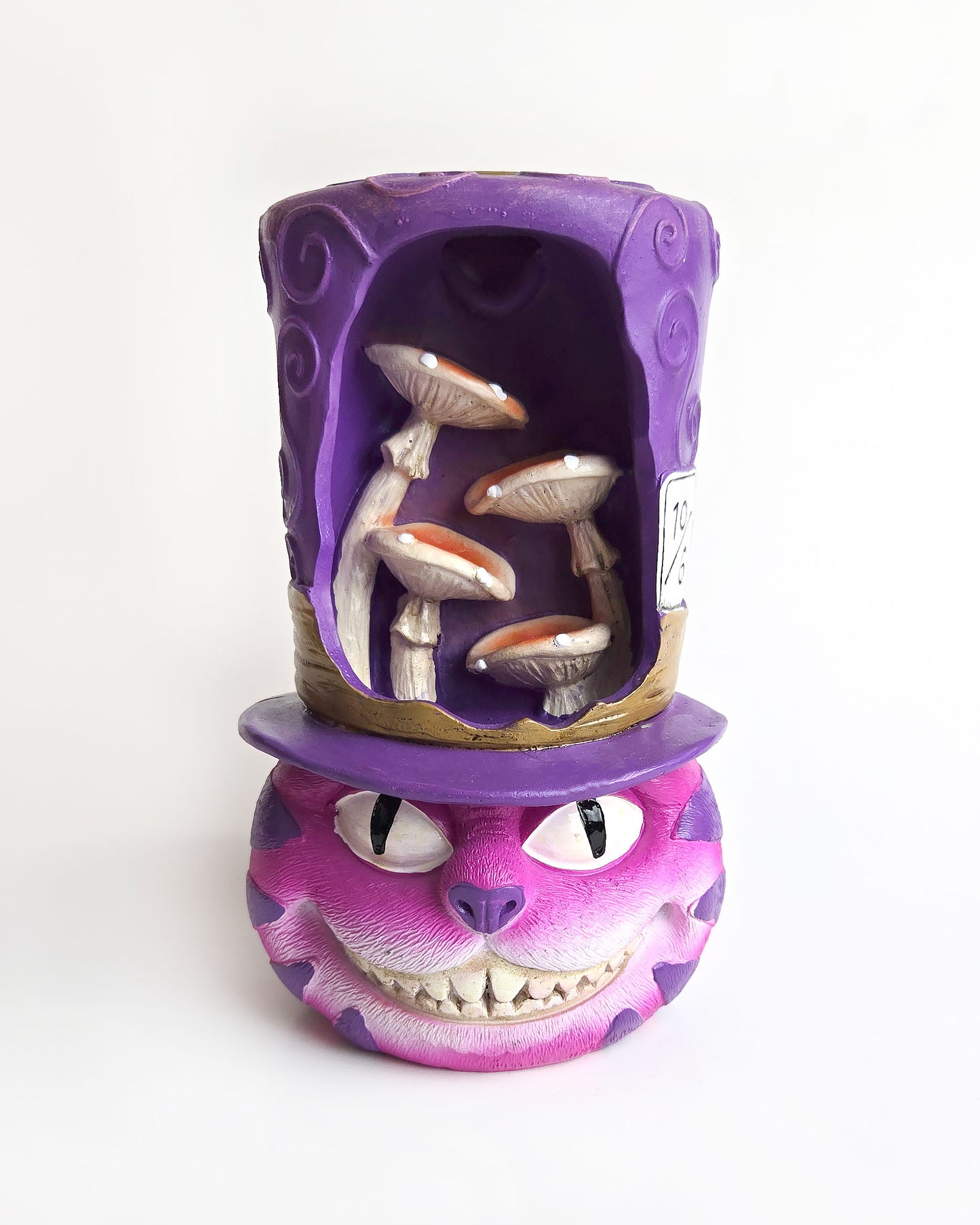 Cheshire cat backflow incense burner front view