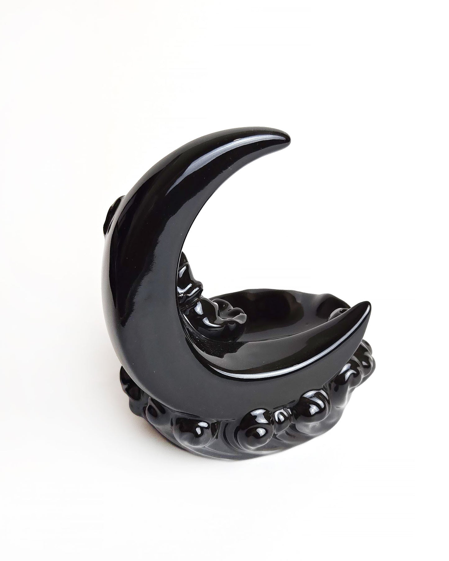 crescent moon backflow incense burner black back