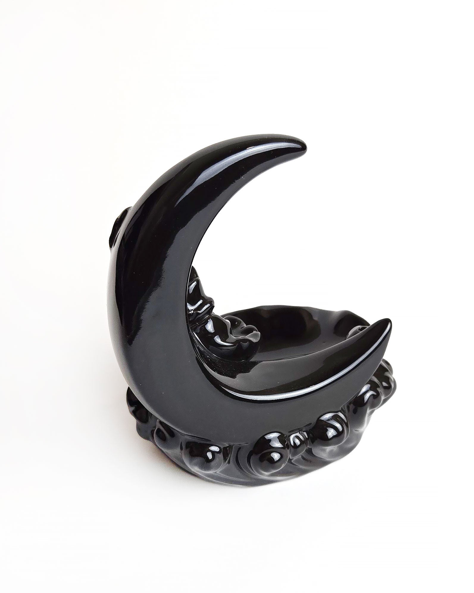 crescent moon backflow incense burner black back