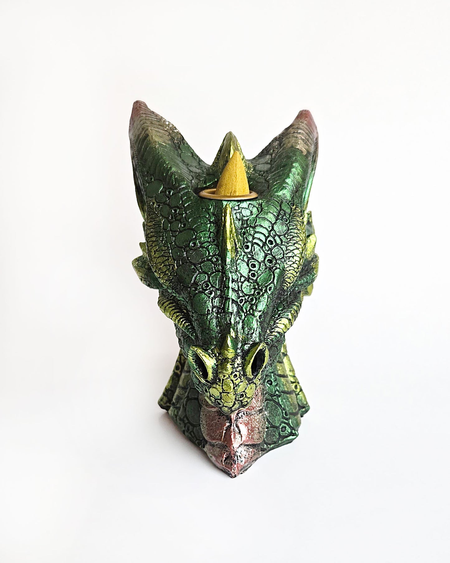 green dragon head backflow incense burner front