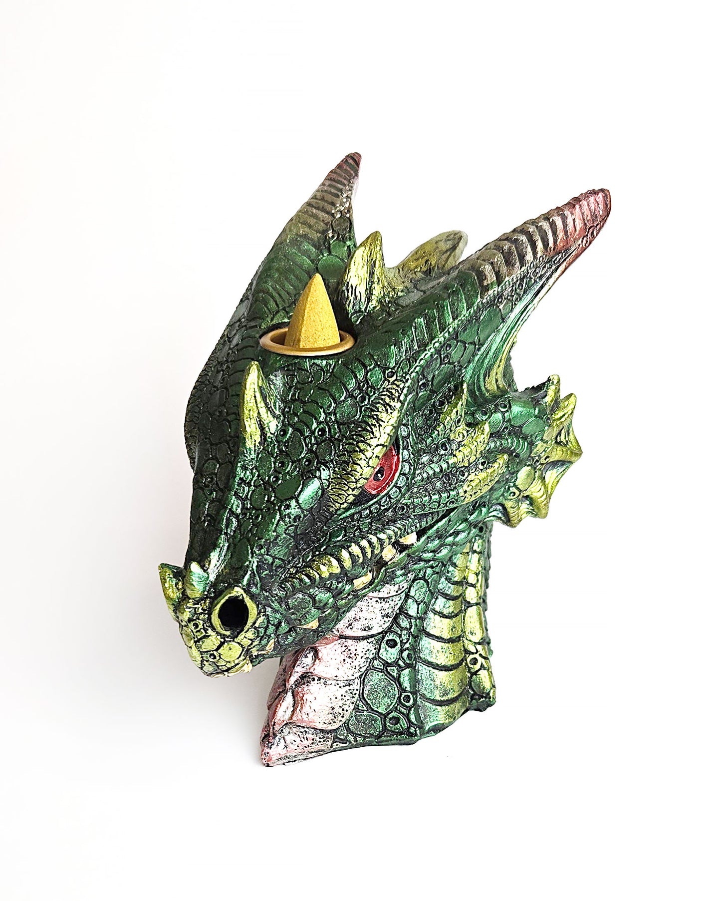 green dragon head backflow incense burner side