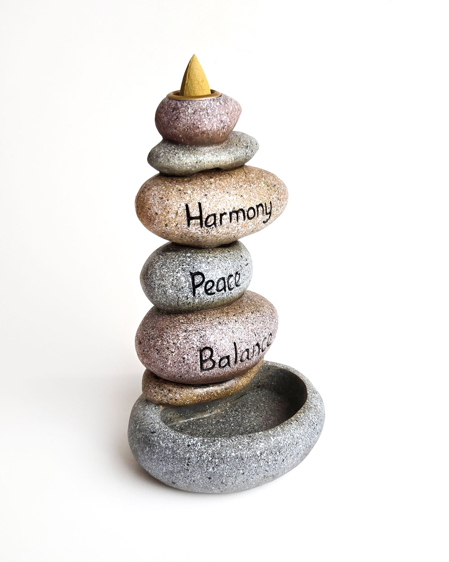 inspirational stones backflow incense burner side