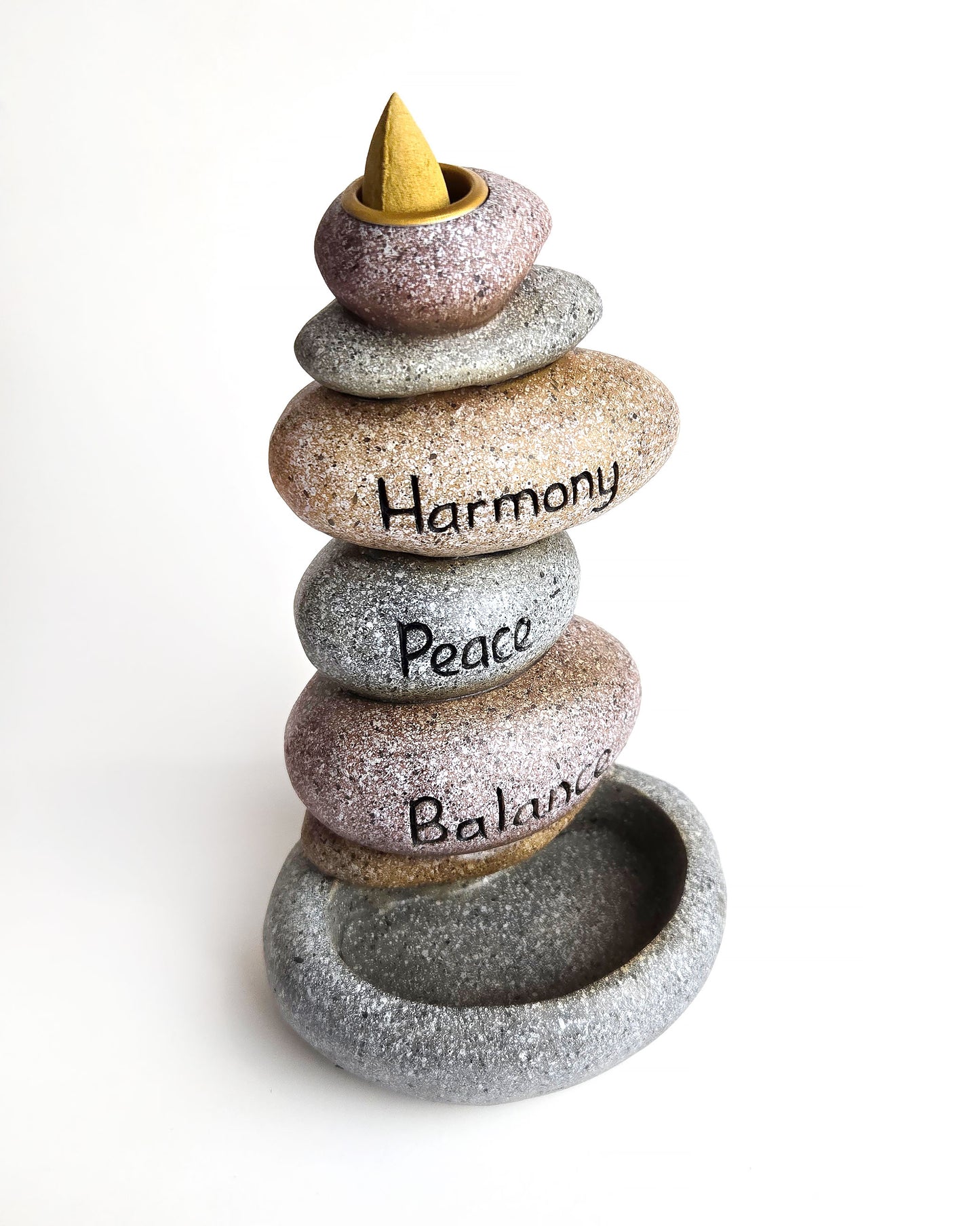 inspirational stones backflow incense burner side
