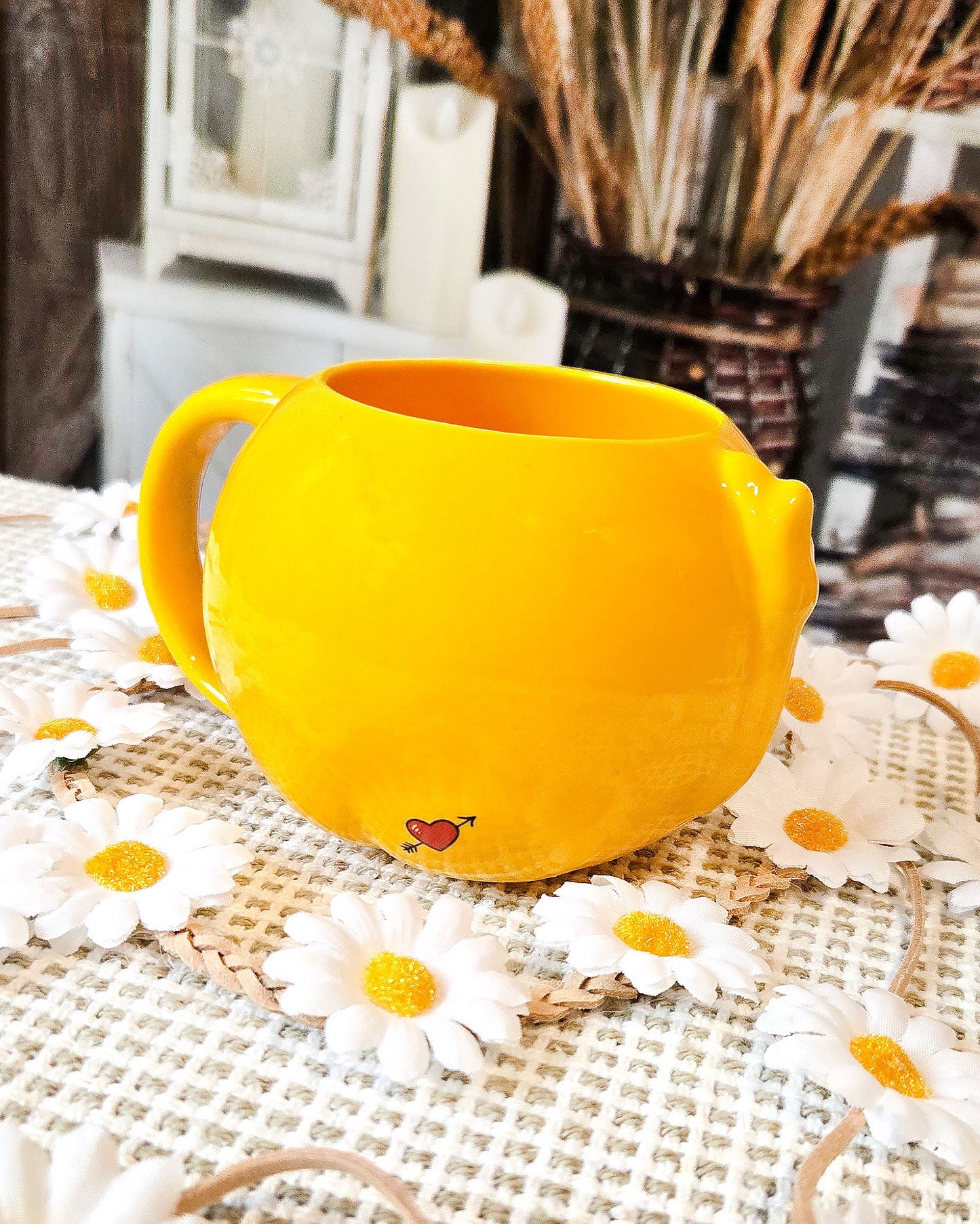 yellow smile face coffee mug back