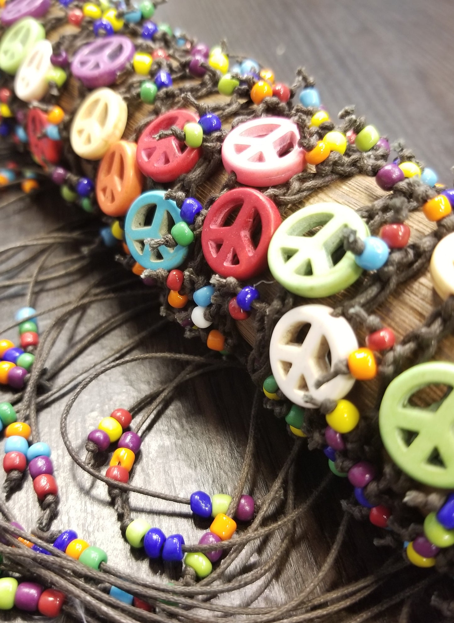 Multi Color Peace Sign Bracelet Anklet