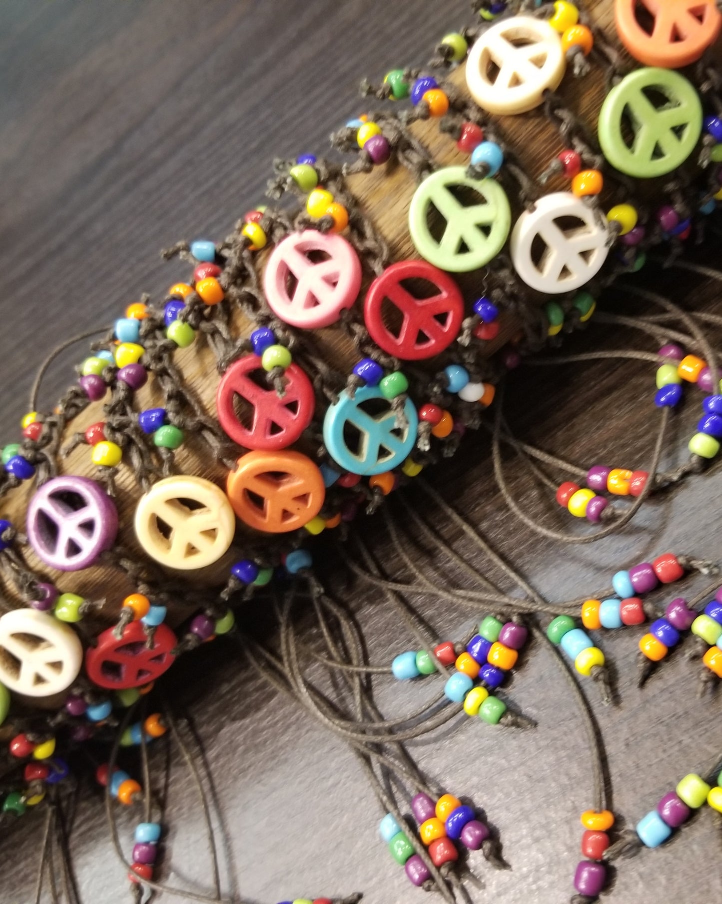 Multi Color Peace Sign Bracelet Anklet