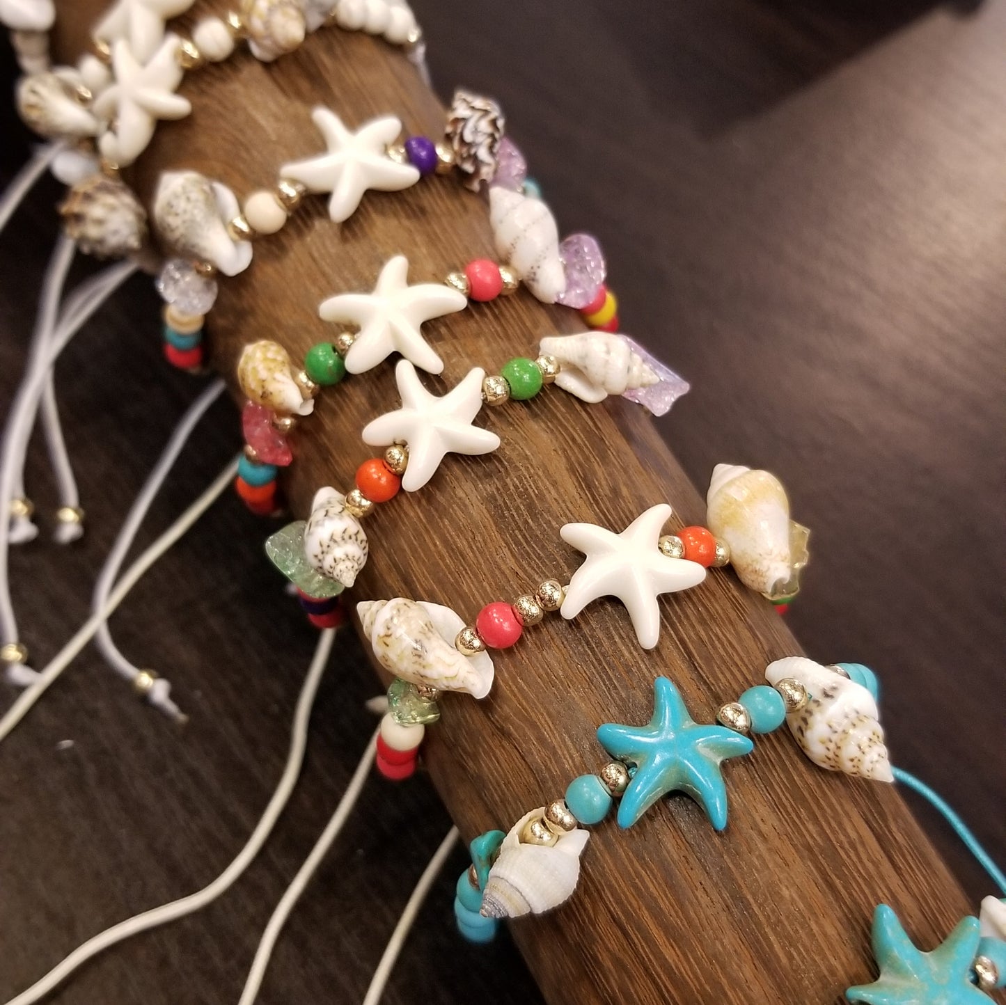 starfish and seashell bracelet anklet multi color