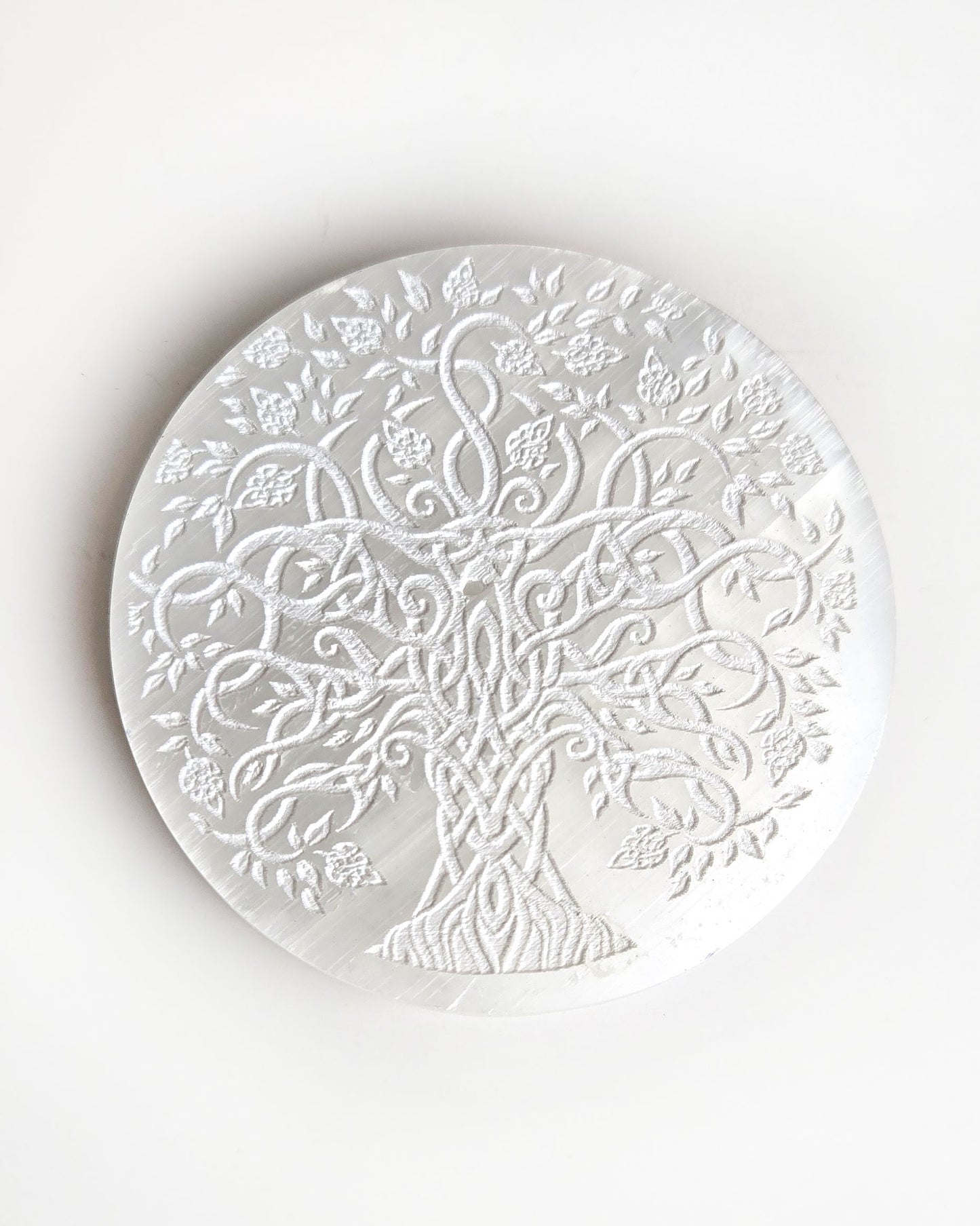 selenite tree of life incense holder top