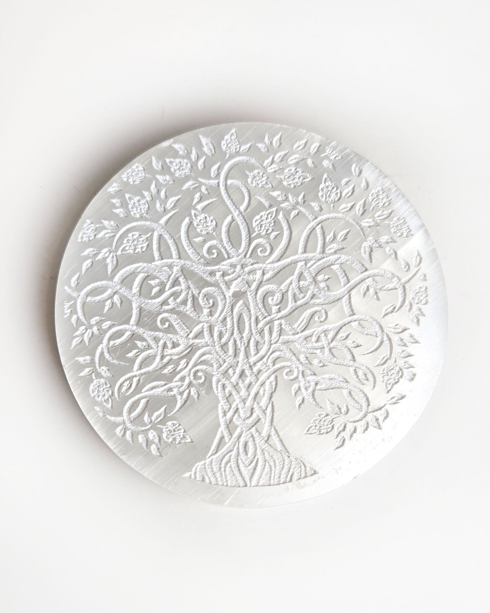 selenite tree of life incense holder top