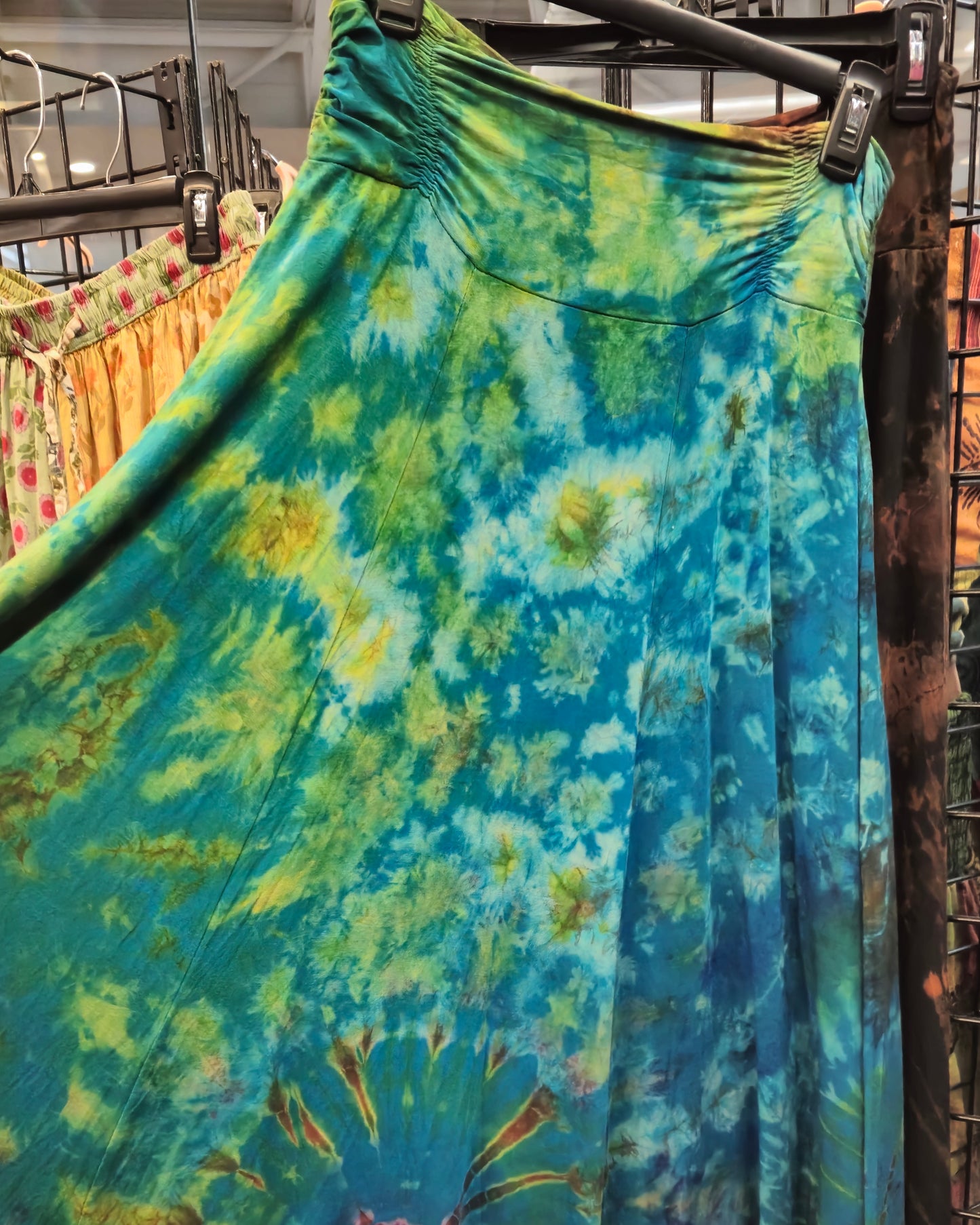teal plus size tie dye boho hippie skirt