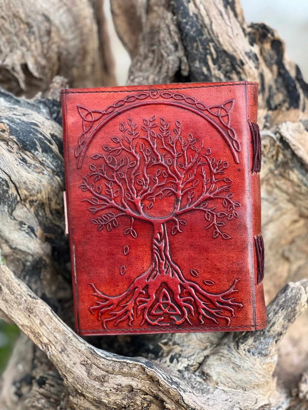 tree of life embossed leather writing journal