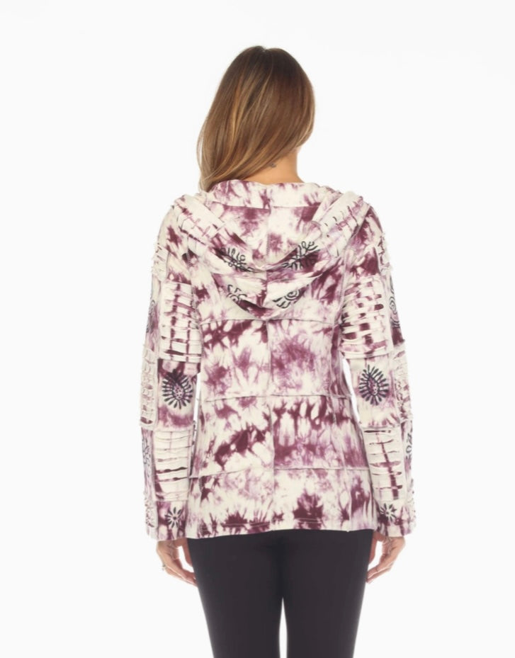 purple and white patchwork hippie fall jacket back