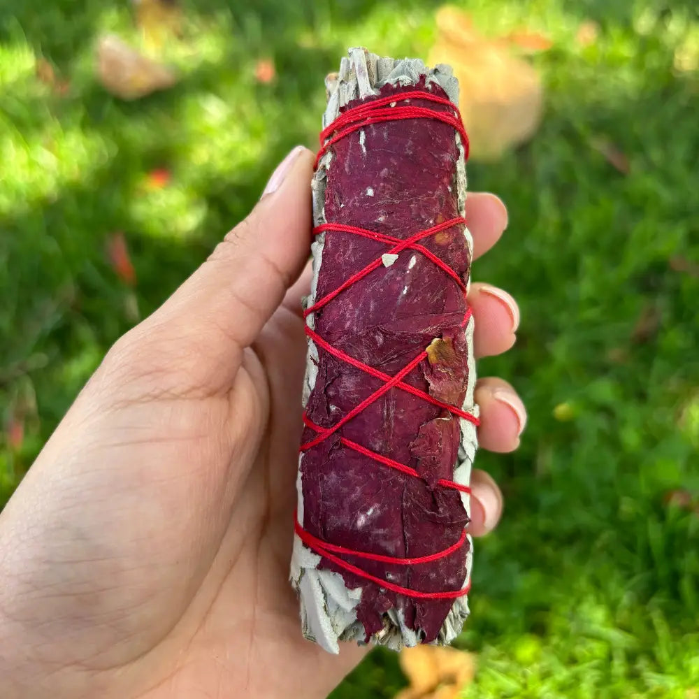 red rose petal sage stick for smudging
