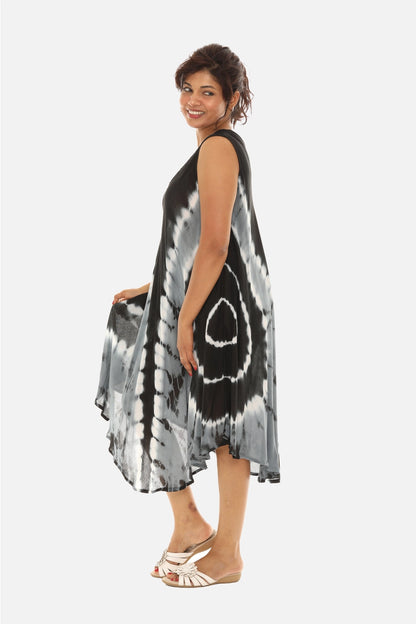 Black Gray Tie Dye Dress