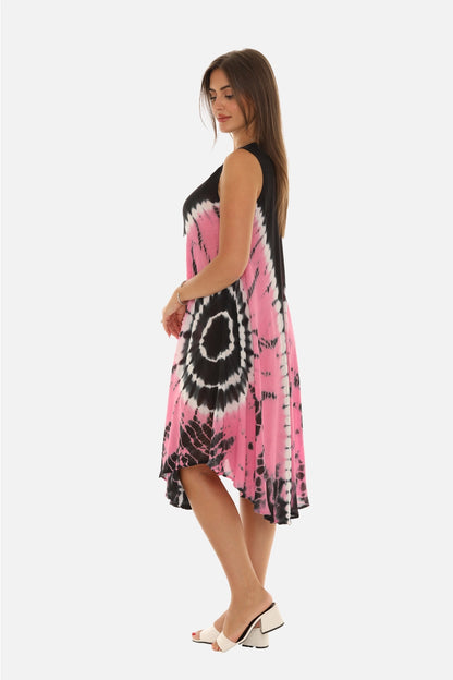 Pink Black Tie Dye Dress