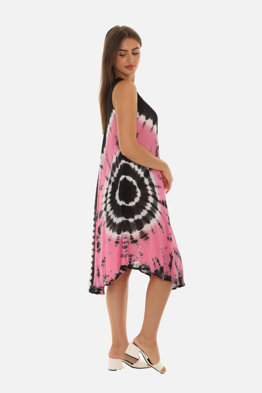 Pink Black Tie Dye Dress