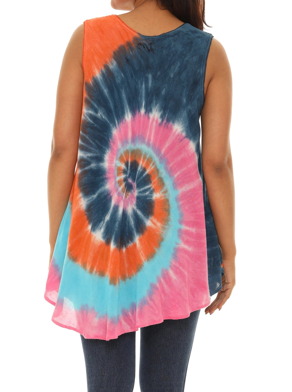 Tie Dye Tank Top with Embroidery