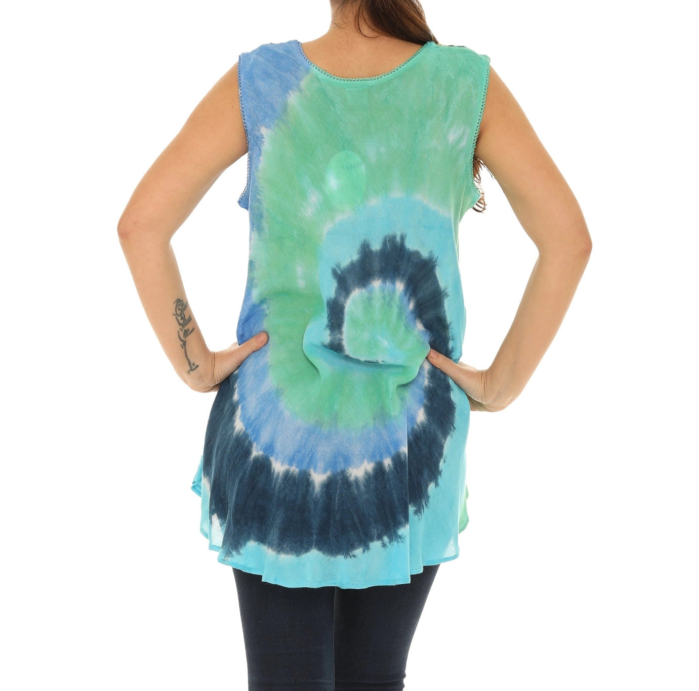 Tie Dye Tank Top with Embroidery