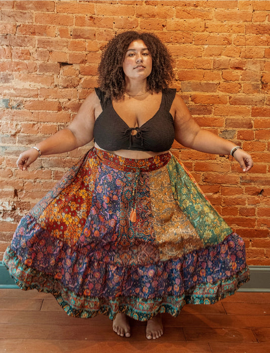 Silk Patchwork Skirt