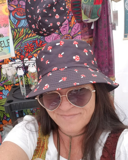 black mushroom bucket hat at the boho hippie hut midland michigan