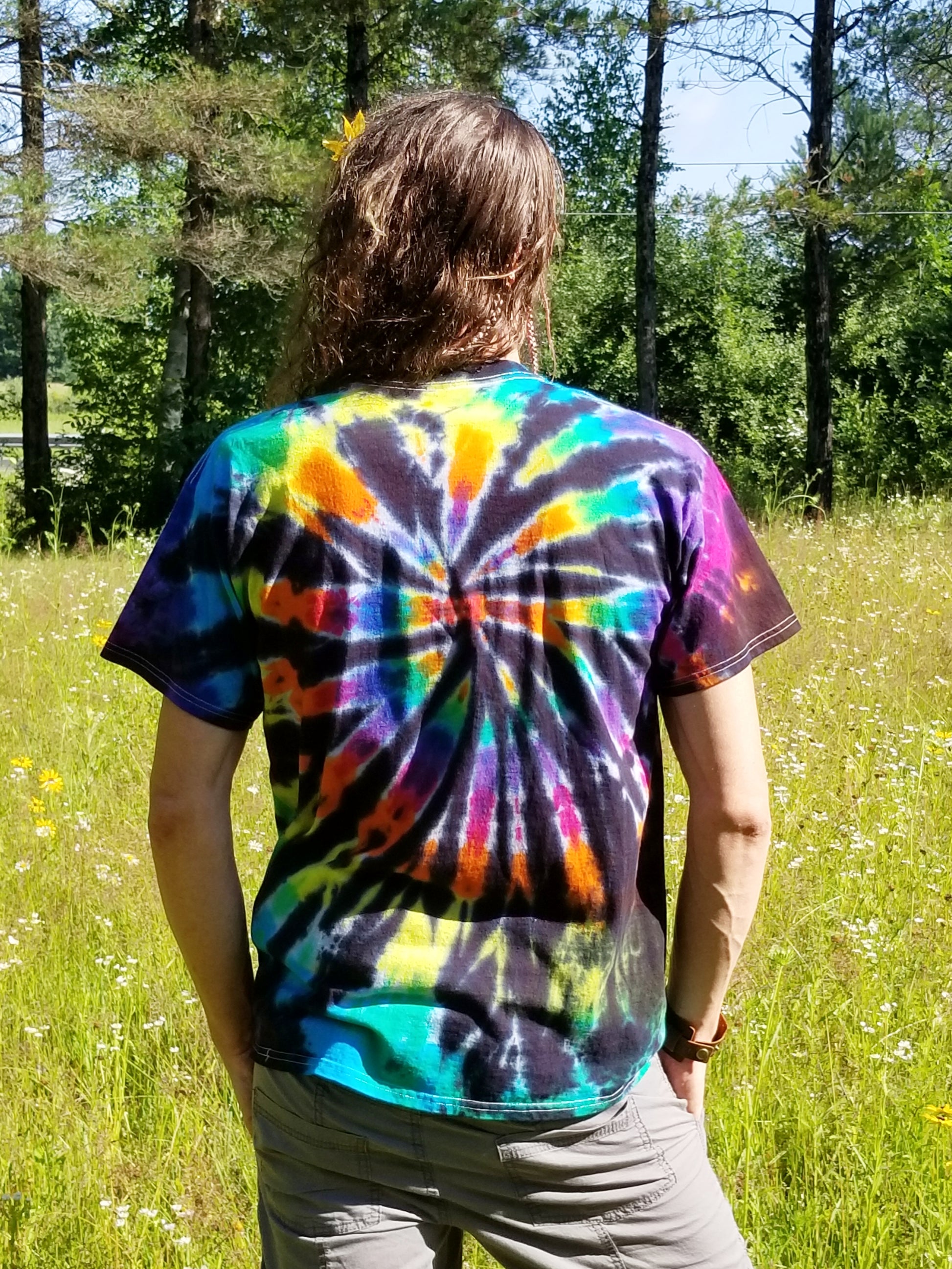 Black Rainbow Tie Dye Shirts - Mens Tie Dye T Shirt - Hippie