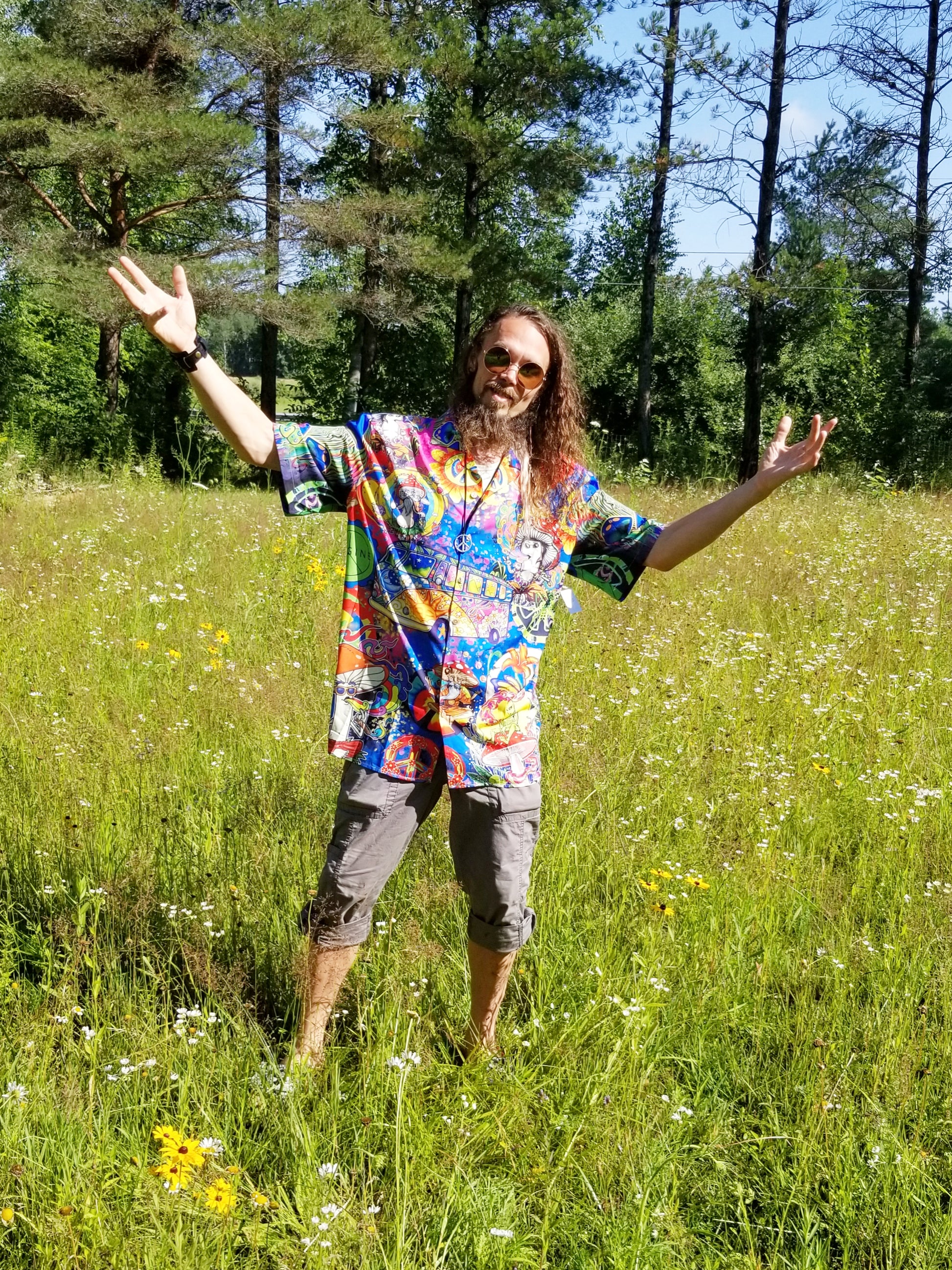 Mushroom Hippie Van Button Up Shirt - Mens Hippie Clothing – the