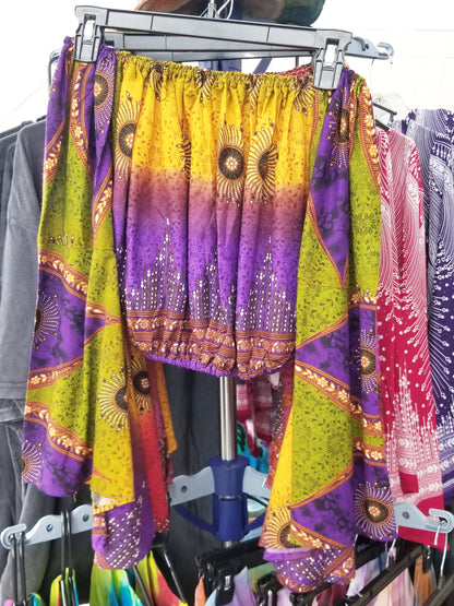 colorful bell sleeve crop top at the boho hippie hut midland michigan