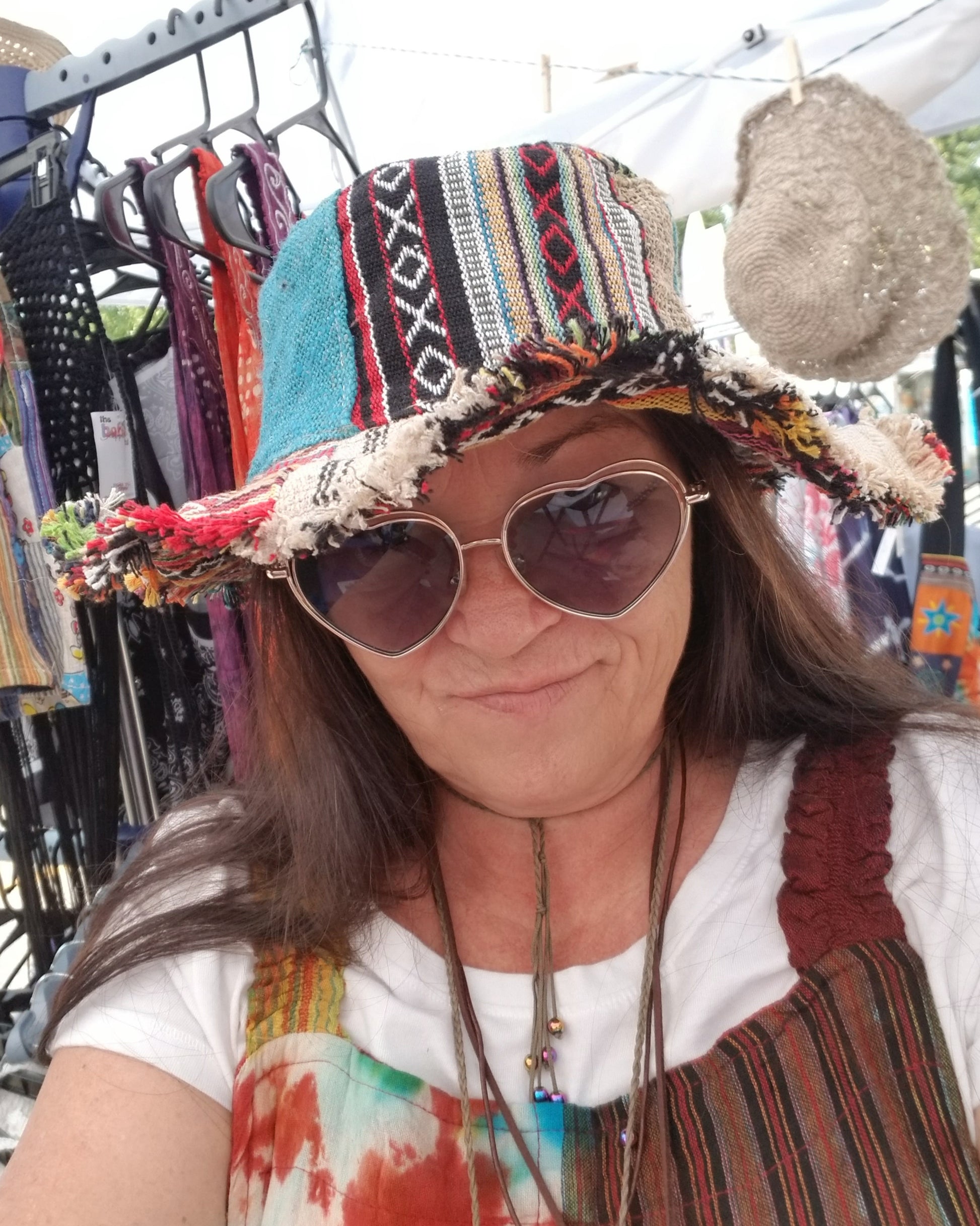 hemp and cotton wired brim patchwork hippie hats with fringe 