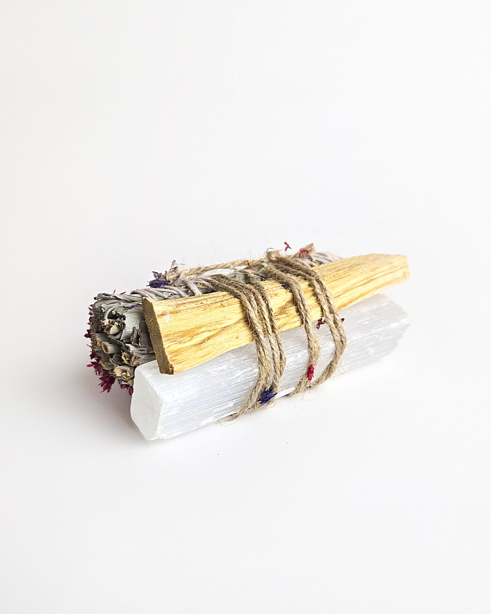 Selenite Palo Santo Chakra Sage Smudge Sticks - Smudging Bundles