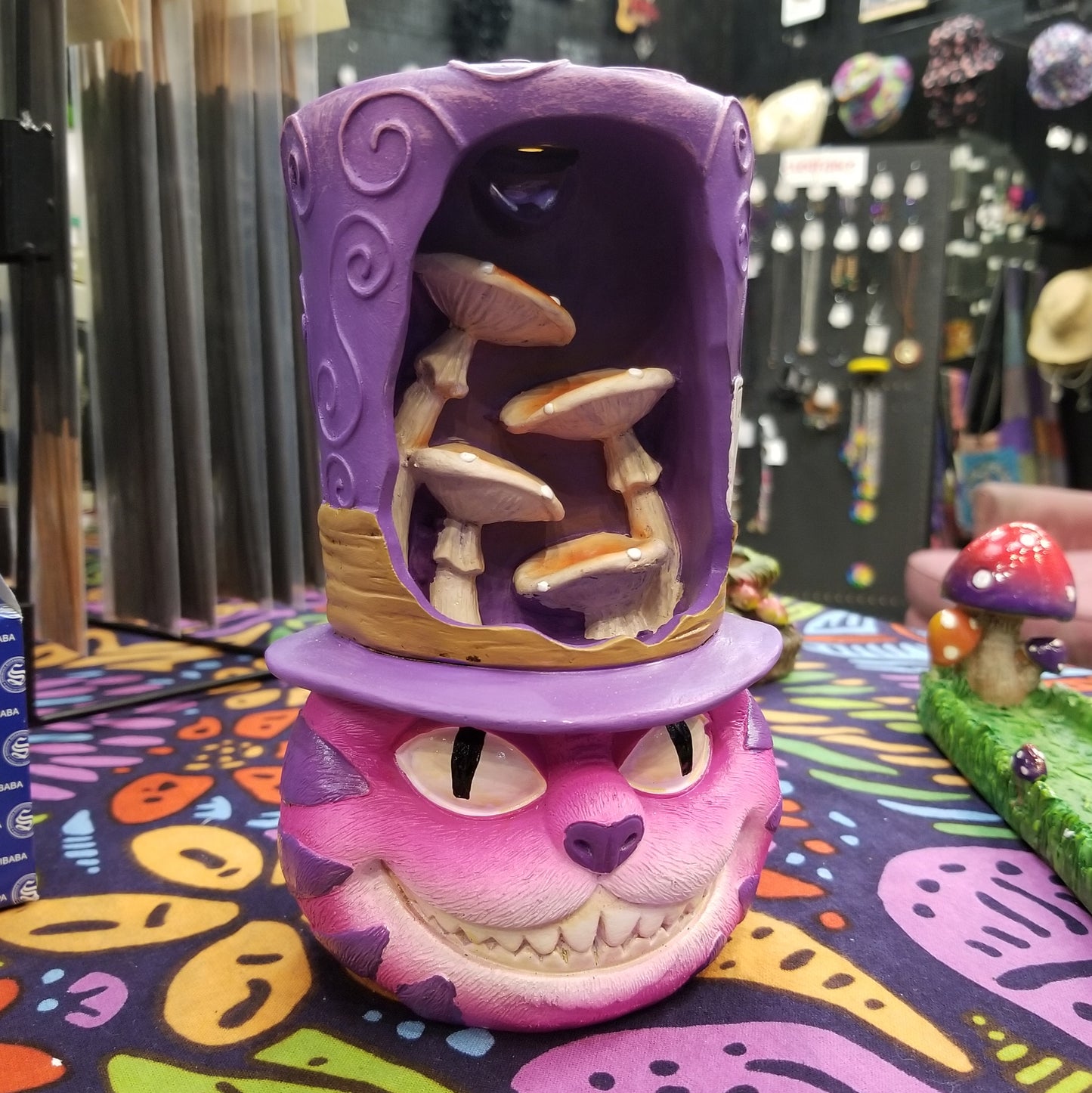 Cheshire cat backflow incense burner front 