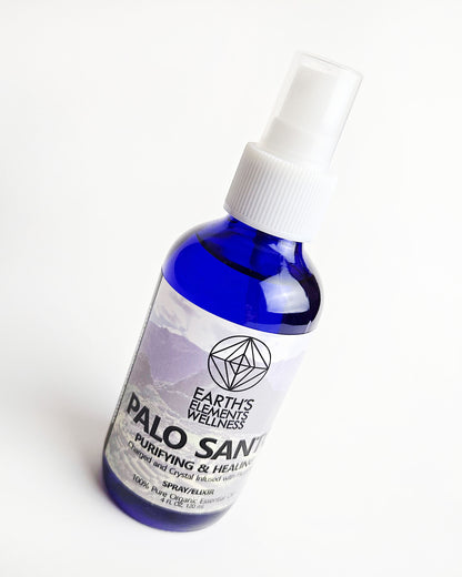 Palo Santo essential oil spray with fluorite crystals