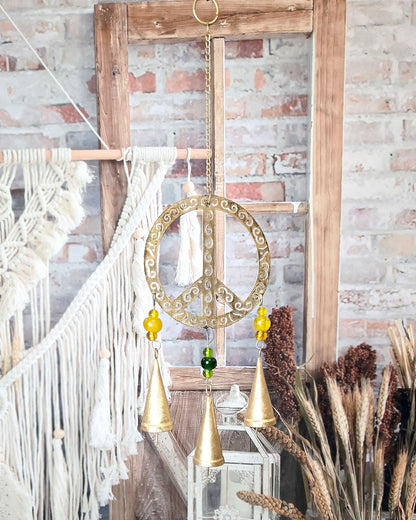 boho hippie patio or porch decor peace sign metal wind