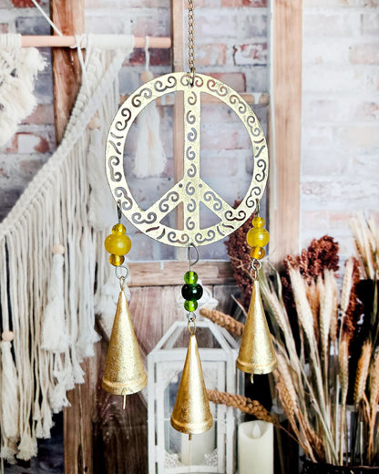 peace sign metal wind for boho hippie porch decor