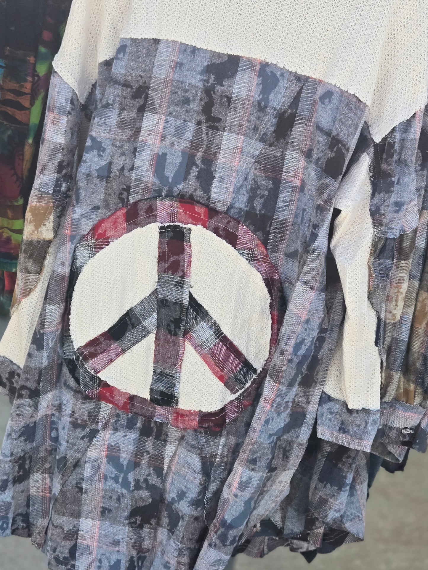 Oversized Peace Sign Flannel Shirt