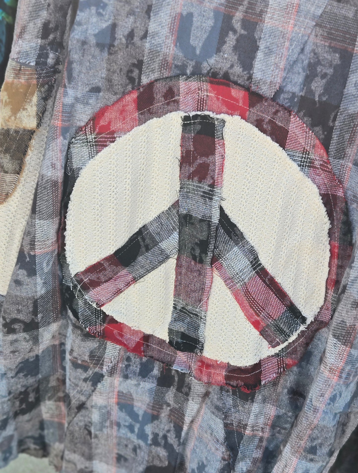 Oversized Peace Sign Flannel Shirt