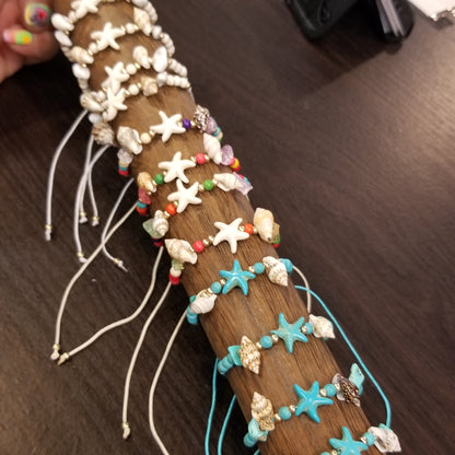 starfish and seashell bracelets assorted colors