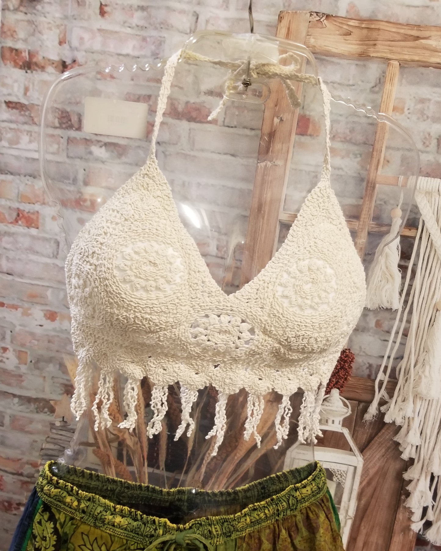 short crochet halter top with fringe