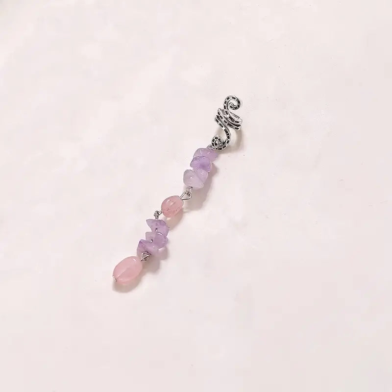 rose quartz amethyst short braid dread charm