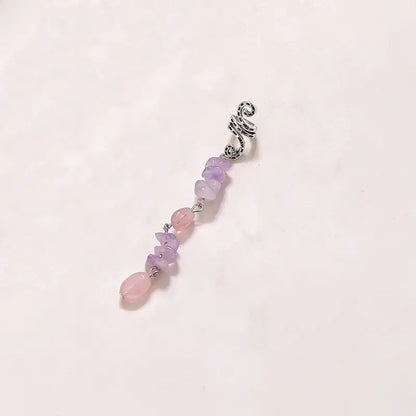 rose quartz amethyst short braid dread charm