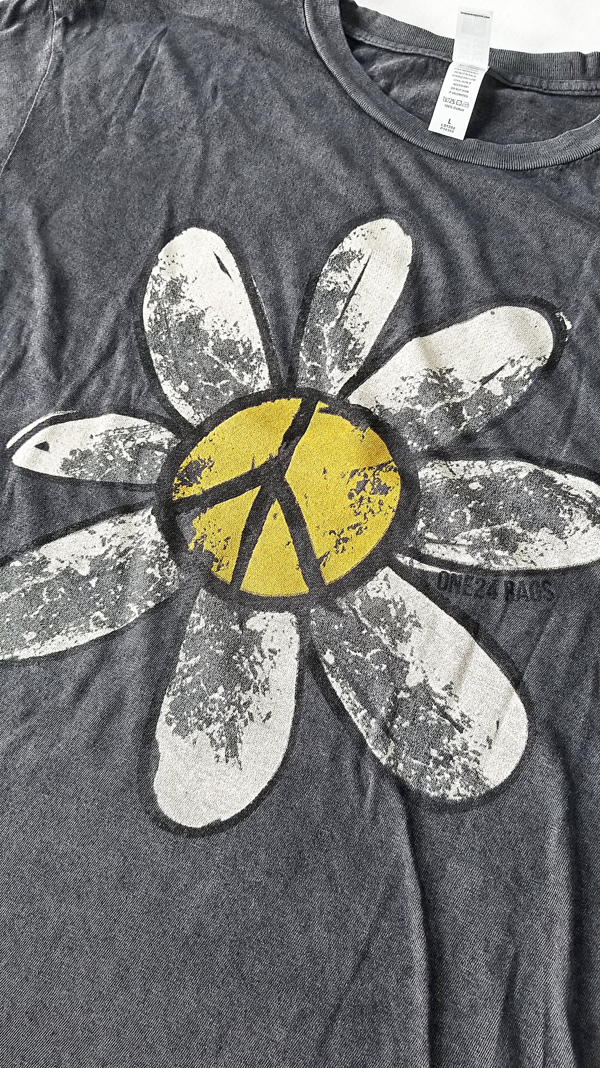 vintage look hippie shirts with peace sign daisy on front at the boho hippie hut