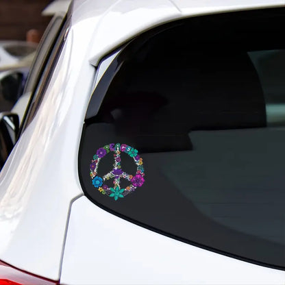 flower peace sign sticker on car window the boho hippie hut