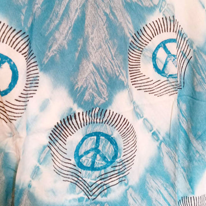 light blue peace sign hippie dress close up the boho hippie hut